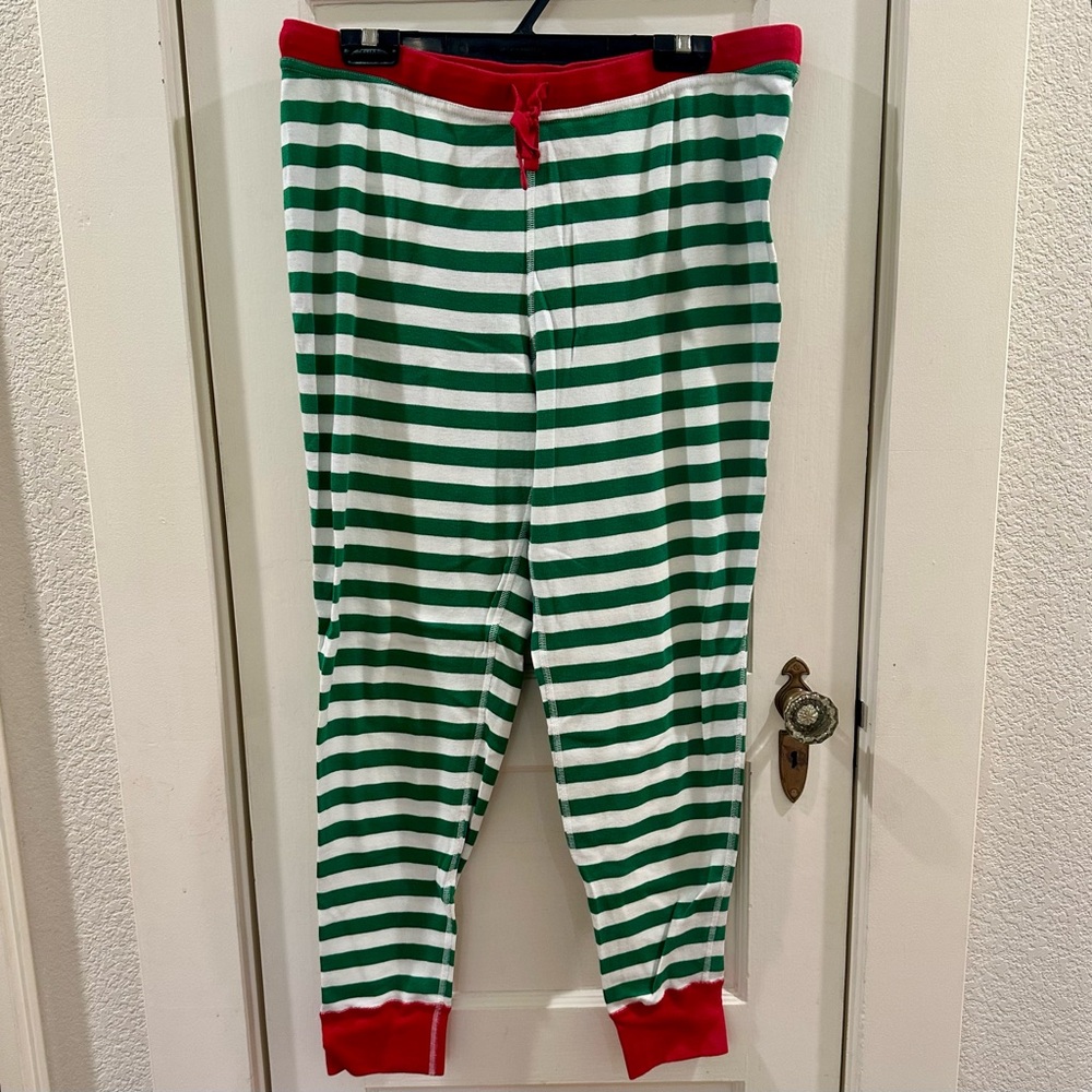 Hanna Andersson Green and Red Striped Pajama Bottoms